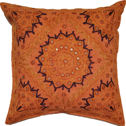 Indian Mirror Work Chandrama Cushion Cover – Unique Home Accent