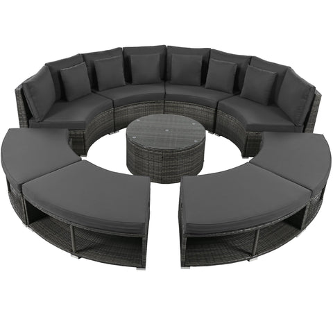 9-Piece Luxury Outdoor Patio Furniture Set - Circular Sofa