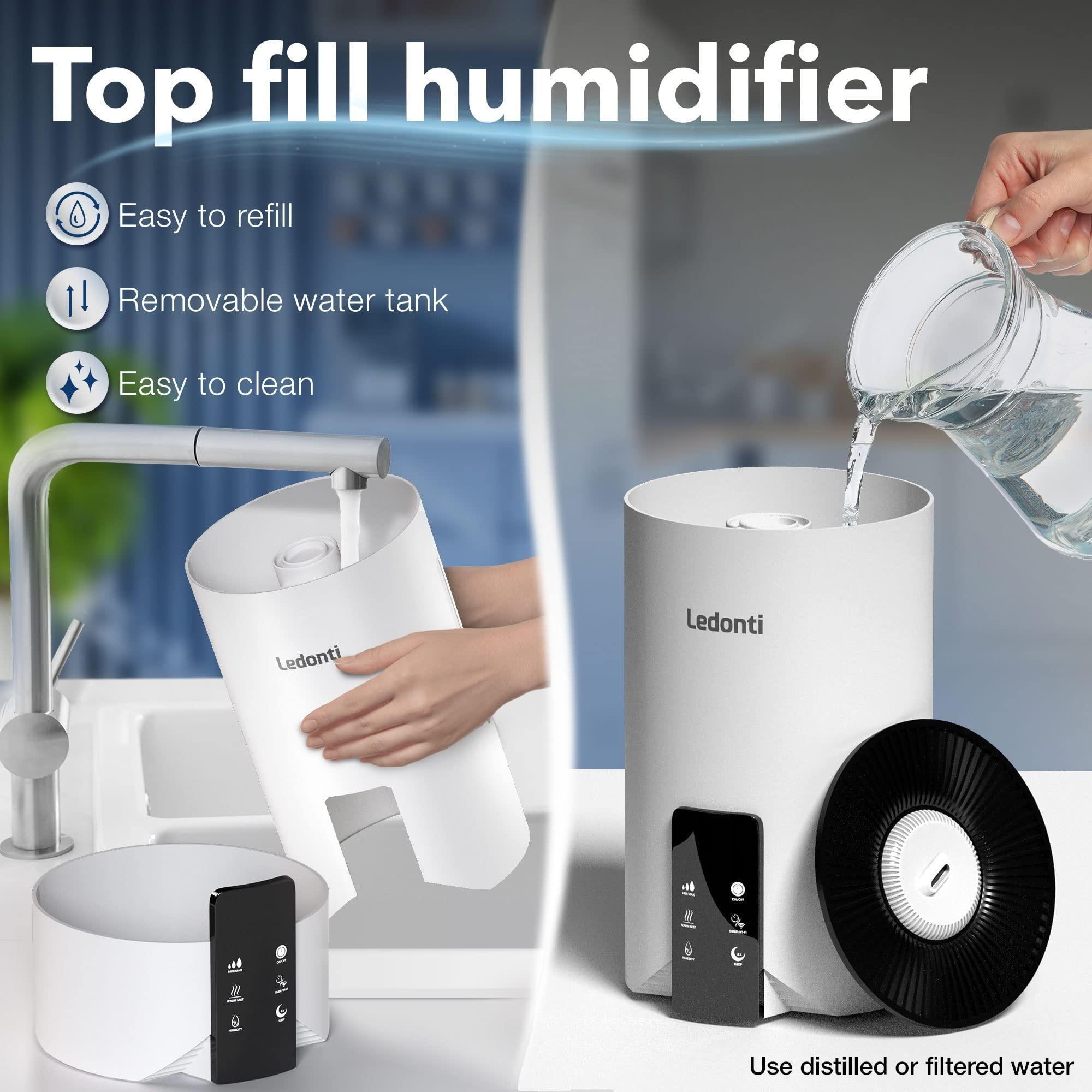 WiFi Control Humidifiers for Bedroom – Dual Mist Cool & Warm Options