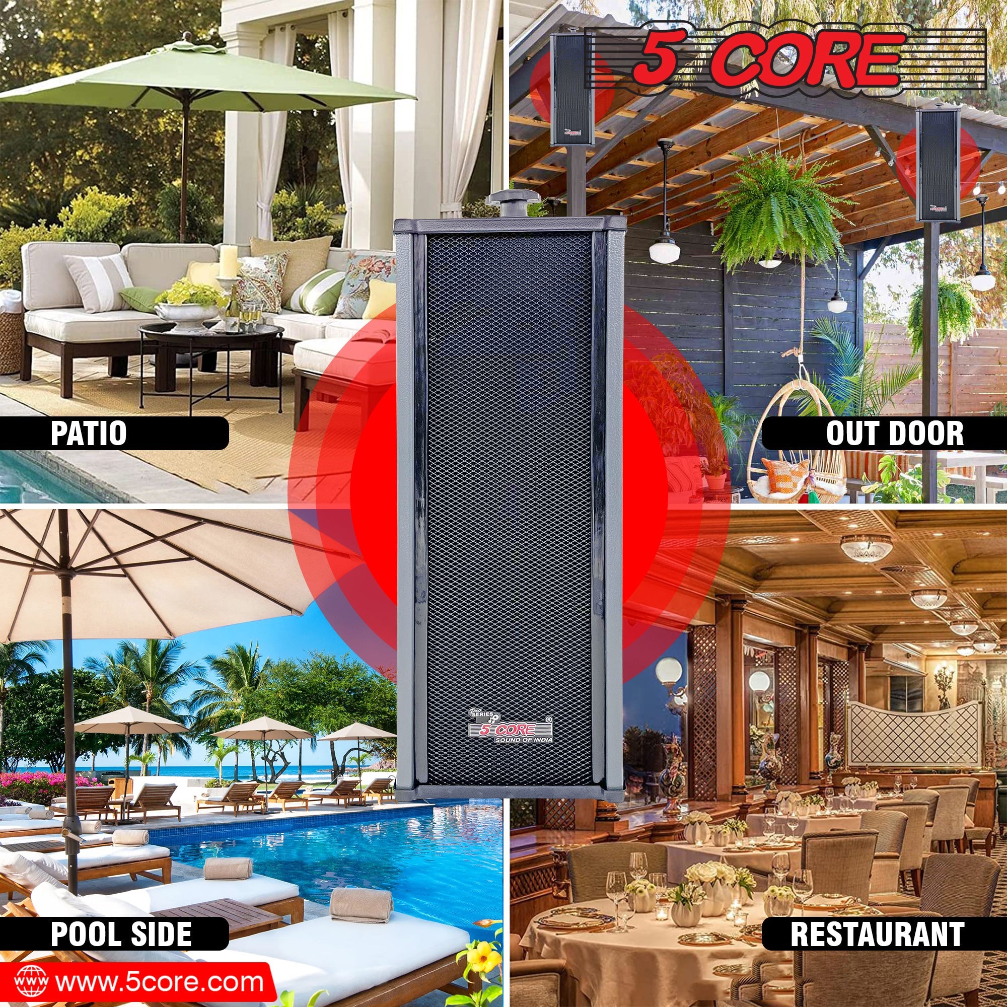 5Core Outdoor Stereo Speakers - Weatherproof, High-Quality