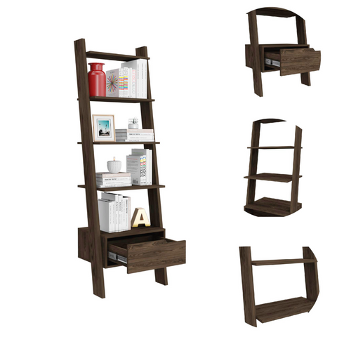 Ladder Bookcase Bull – Dark Walnut Finish