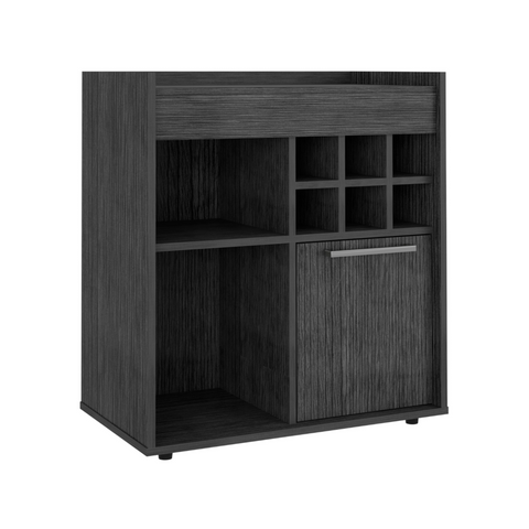 Bar Cabinet Dext, Two Concealed Shelves, Six Wine Cubbies, Light Gray