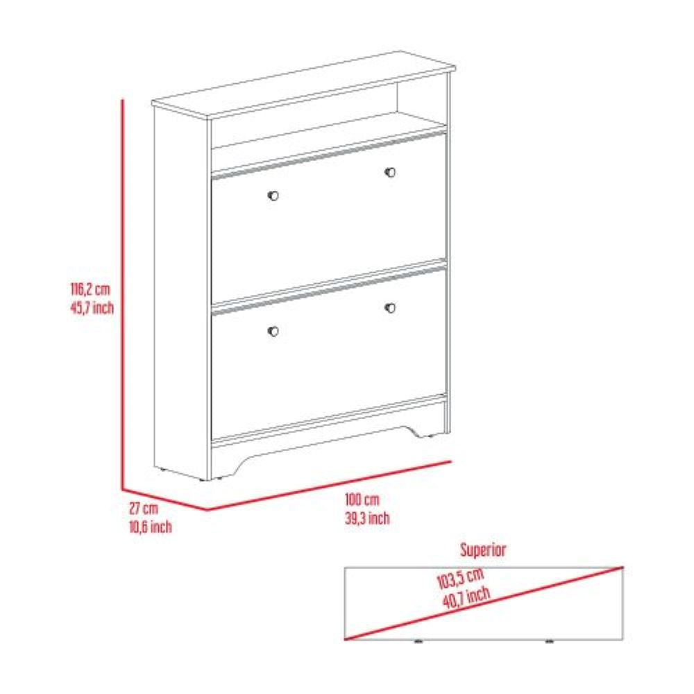 Shoe Rack Dublin, One Open Shelf, Two Extendable Cabinets, Dark Brown