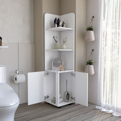 Freestanding Cabinet Kairatu with One Drawer – Sleek White Finish