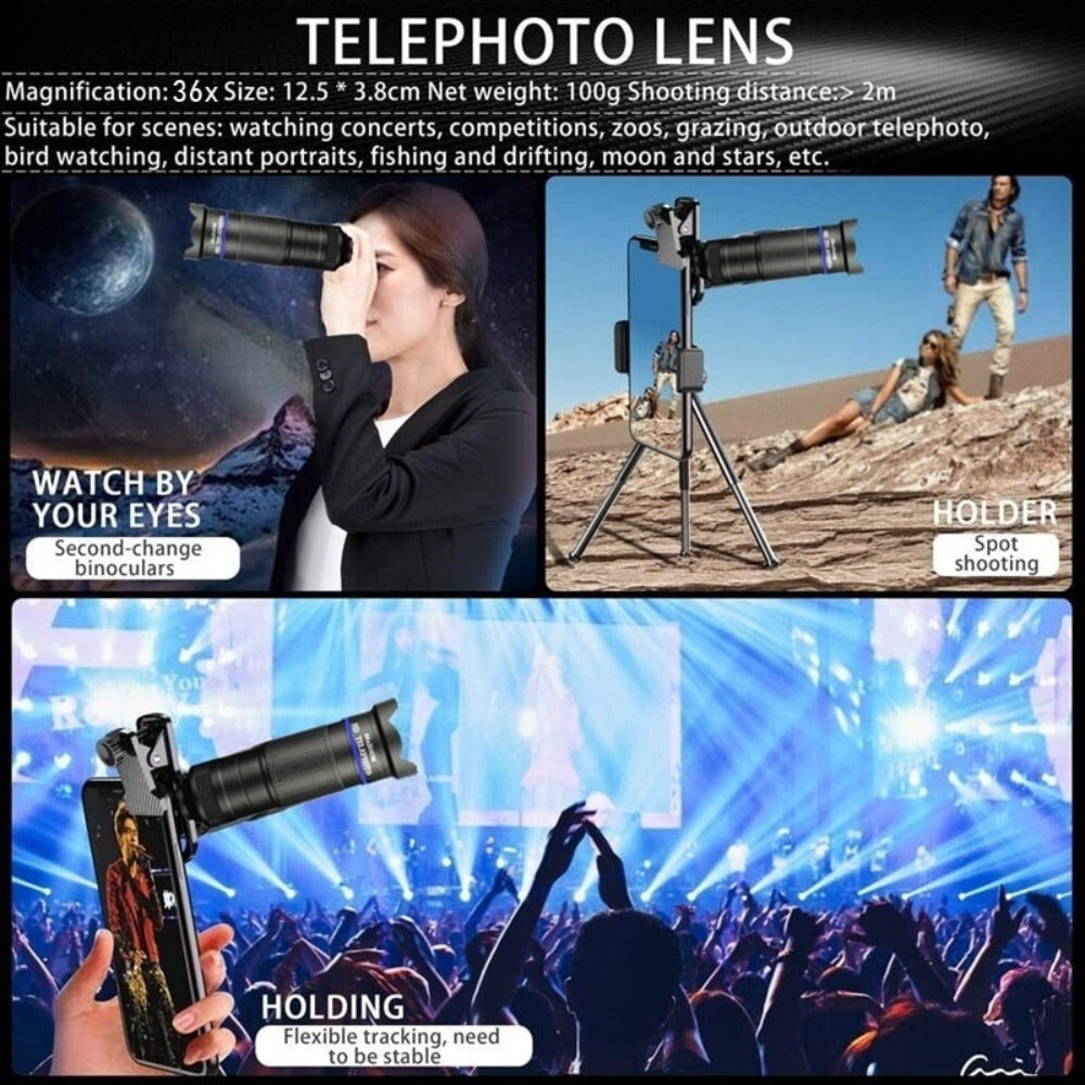 Dragon 36X Mobile Phone Lens Kit with Tripod – Perfect for Clear, Stable Photos