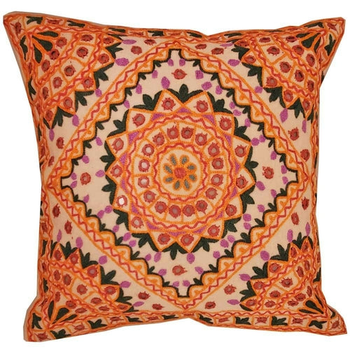 Indian Mirror Work Chandrama Cushion Cover – Unique Home Accent