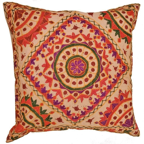 Indian Mirror Work Chandrama Cushion Cover – Unique Home Accent