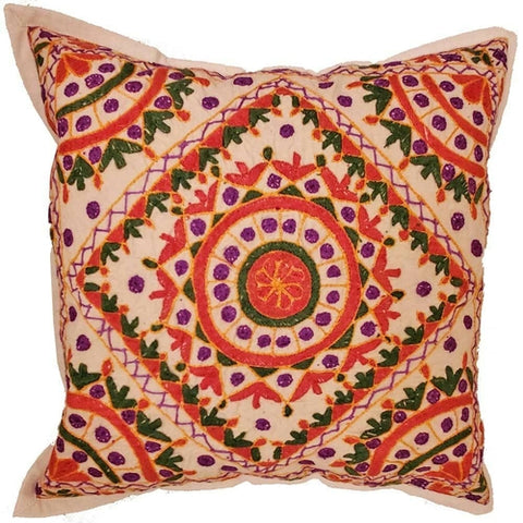 Indian Mirror Work Chandrama Cushion Cover – Unique Home Accent