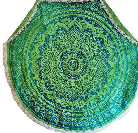 Rainforest Green Round Mandala Tapestry – Bohemian Decor