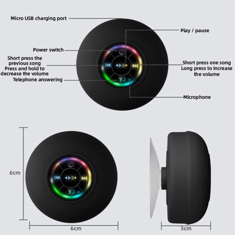 Mini Waterproof RGB Bluetooth Speaker – Portable with Colorful Lights