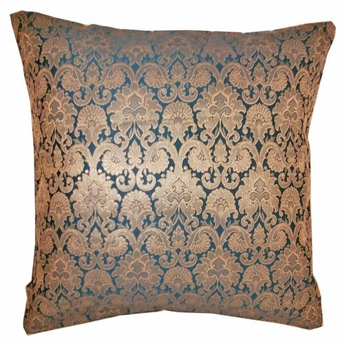 Silk Jacquard Cotton Back Teal Cushion Cover Home Accent Furnishing