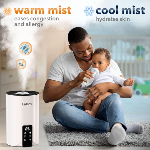 WiFi Control Humidifiers for Bedroom – Dual Mist Cool & Warm Options