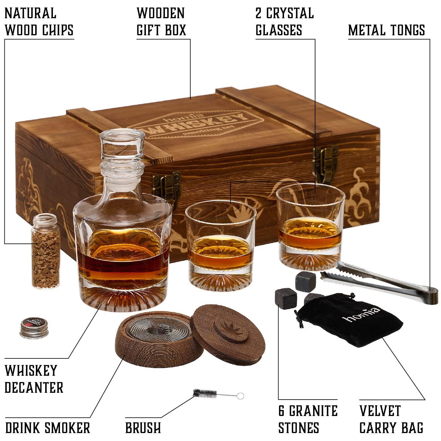 Homia Whiskey Gift Set 14 pcs – Includes Whiskey Bottle & Old Fashioned Glasses