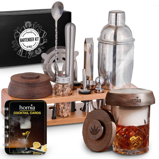 Bartender Kit with Whiskey Smoker - 13-Piece Bar Set