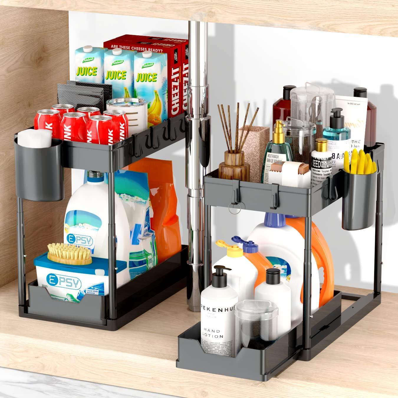 EPSY Under Sink Organizers and Storage 2 Pack – Maximize Kitchen & Bathroom Space