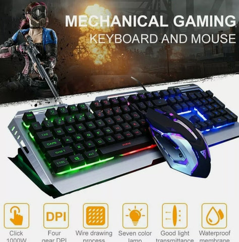 Ninja Dragon Metallic Silver Gaming Keyboard & Mouse Set 