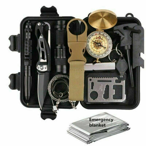 14 in 1 Outdoor Emergency Survival Kit - Essential Camping and Safety Gear

